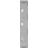 Clean Line Lockers, 3 -tier, 12" x 18" x 78", Steel, Grey, Rivet (Assembled) Kelford
