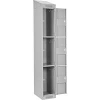 Clean Line Lockers, 3 -tier, Bank of 4, 48" x 18" x 78", Steel, Grey, Rivet (Assembled) Kelford