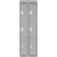 Clean Line Lockers, 3 -tier, Bank of 2, 24" x 18" x 78", Steel, Grey, Rivet (Assembled) Kelford