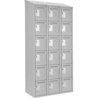 Clean Line Lockerette , 6 -tier, Bank of 3, 36" x 18" x 78", Steel, Grey, Rivet (Assembled) Kelford