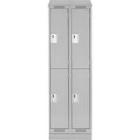 Clean Line Lockers, 2 -tier, Bank of 2, 24" x 18" x 82", Steel, Grey, Rivet (Assembled) Kelford