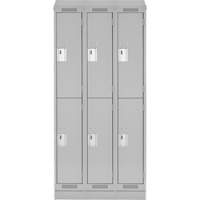 Clean Line Lockers, 2 -tier, Bank of 3, 36" x 18" x 82", Steel, Grey, Rivet (Assembled) Kelford