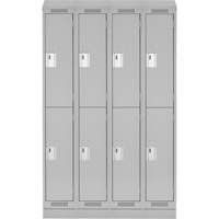 Clean Line Lockers, 2 -tier, Bank of 4, 48" x 18" x 82", Steel, Grey, Rivet (Assembled) Kelford