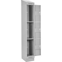 Clean Line Lockers, 3 -tier, Bank of 4, 48" x 18" x 82", Steel, Grey, Rivet (Assembled) Kelford