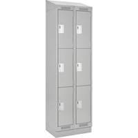 Clean Line Lockers, 3 -tier, Bank of 2, 24" x 18" x 82", Steel, Grey, Rivet (Assembled) Kelford
