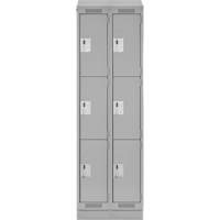 Clean Line Lockers, 3 -tier, Bank of 2, 24" x 18" x 82", Steel, Grey, Rivet (Assembled) Kelford