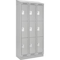 Clean Line Lockers, 3 -tier, Bank of 3, 36" x 18" x 82", Steel, Grey, Rivet (Assembled) Kelford