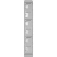 Clean Line Lockerette, 6 -tier, 12" x 18" x 82", Steel, Grey, Rivet (Assembled) Kelford