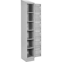 Clean Line Lockerette, 6 -tier, Bank of 4, 48" x 18" x 82", Steel, Grey, Rivet (Assembled) Kelford