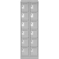 Clean Line Lockerette, 6 -tier, Bank of 2, 24" x 18" x 82", Steel, Grey, Rivet (Assembled) Kelford