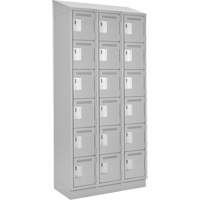 Clean Line Lockerette, 6 -tier, Bank of 3, 36" x 18" x 82", Steel, Grey, Rivet (Assembled) Kelford