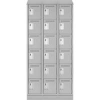 Clean Line Lockerette, 6 -tier, Bank of 3, 36" x 18" x 82", Steel, Grey, Rivet (Assembled) Kelford