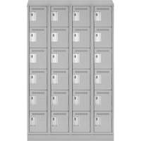 Clean Line Lockerette, 6 -tier, Bank of 4, 48" x 18" x 82", Steel, Grey, Rivet (Assembled) Kelford
