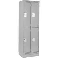 Clean Line Lockers, 2 -tier, Bank of 2, 24" x 18" x 76", Steel, Grey, Rivet (Assembled) Kelford
