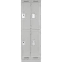 Clean Line Lockers, 2 -tier, Bank of 2, 24" x 18" x 76", Steel, Grey, Rivet (Assembled) Kelford