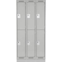 Clean Line Lockers, 2 -tier, Bank of 3, 36" x 18" x 76", Steel, Grey, Rivet (Assembled) Kelford