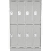 Casiers Clean Line, 2 niveaux, Bloc de 4, 48" x 18" x 76", Acier, Gris, Rivet (assembl&eacute;) Kelford