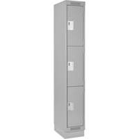 Clean Line Lockers, 3 -tier, 12" x 18" x 76", Steel, Grey, Rivet (Assembled) Kelford