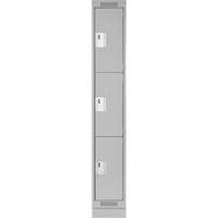Clean Line Lockers, 3 -tier, 12" x 18" x 76", Steel, Grey, Rivet (Assembled) Kelford
