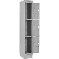 Clean Line Lockers, 3 -tier, Bank of 4, 48" x 18" x 76", Steel, Grey, Rivet (Assembled) Kelford