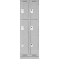 Clean Line Lockers, 3 -tier, Bank of 2, 24" x 18" x 76", Steel, Grey, Rivet (Assembled) Kelford