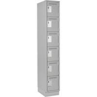 Clean Line Lockerette, 6 -tier, 12" x 18" x 76", Steel, Grey, Rivet (Assembled) Kelford