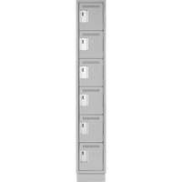 Clean Line Lockerette, 6 -tier, 12" x 18" x 76", Steel, Grey, Rivet (Assembled) Kelford