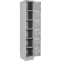 Clean Line Lockerette, 6 -tier, Bank of 4, 48" x 18" x 76", Steel, Grey, Rivet (Assembled) Kelford