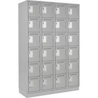 Clean Line Lockerette, 6 -tier, Bank of 4, 48" x 18" x 76", Steel, Grey, Rivet (Assembled) Kelford
