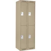 Clean Line Lockers, 2 -tier, Bank of 2, 24" x 18" x 72", Steel, Beige, Rivet (Assembled) Kelford