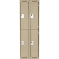 Clean Line Lockers, 2 -tier, Bank of 2, 24" x 18" x 72", Steel, Beige, Rivet (Assembled) Kelford