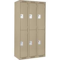 Clean Line Lockers, 2 -tier, Bank of 3, 36" x 18" x 72", Steel, Beige, Rivet (Assembled) Kelford