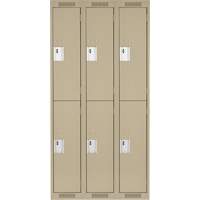 Clean Line Lockers, 2 -tier, Bank of 3, 36" x 18" x 72", Steel, Beige, Rivet (Assembled) Kelford