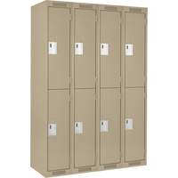 Clean Line Lockers, 2 -tier, Bank of 4, 48" x 18" x 72", Steel, Beige, Rivet (Assembled) Kelford
