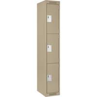 Clean Line Lockers, 3 -tier, 12" x 18" x 72", Steel, Beige, Rivet (Assembled) Kelford