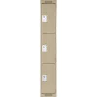 Clean Line Lockers, 3 -tier, 12" x 18" x 72", Steel, Beige, Rivet (Assembled) Kelford
