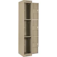 Clean Line Lockers, 3 -tier, Bank of 4, 48" x 18" x 72", Steel, Beige, Rivet (Assembled) Kelford
