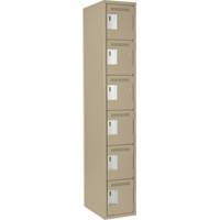 Clean Line Lockerette, 6 -tier, 12" x 18" x 72", Steel, Beige, Rivet (Assembled) Kelford