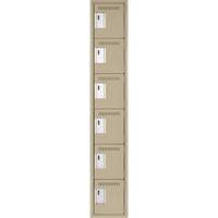 Clean Line Lockerette, 6 -tier, 12" x 18" x 72", Steel, Beige, Rivet (Assembled) Kelford