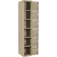 Clean Line Lockerette, 6 -tier, Bank of 4, 48" x 18" x 72", Steel, Beige, Rivet (Assembled) Kelford