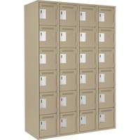 Clean Line Lockerette, 6 -tier, Bank of 4, 48" x 18" x 72", Steel, Beige, Rivet (Assembled) Kelford