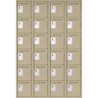 Clean Line Lockerette, 6 -tier, Bank of 4, 48" x 18" x 72", Steel, Beige, Rivet (Assembled) Kelford