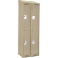 Clean Line Lockers, 2 -tier, Bank of 2, 24" x 18" x 78", Steel, Beige, Rivet (Assembled) Kelford