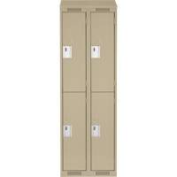 Clean Line Lockers, 2 -tier, Bank of 2, 24" x 18" x 78", Steel, Beige, Rivet (Assembled) Kelford