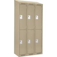 Clean Line Lockers, 2 -tier, Bank of 3, 36" x 18" x 78", Steel, Beige, Rivet (Assembled) Kelford