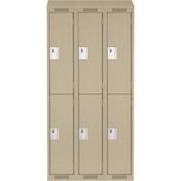 Clean Line Lockers, 2 -tier, Bank of 3, 36" x 18" x 78", Steel, Beige, Rivet (Assembled) Kelford