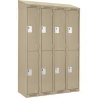 Clean Line Lockers, 2 -tier, Bank of 4, 48" x 18" x 78", Steel, Beige, Rivet (Assembled) Kelford