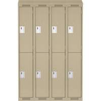 Clean Line Lockers, 2 -tier, Bank of 4, 48" x 18" x 78", Steel, Beige, Rivet (Assembled) Kelford