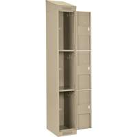 Clean Line Lockers, 3 -tier, Bank of 4, 48" x 18" x 78", Steel, Beige, Rivet (Assembled) Kelford