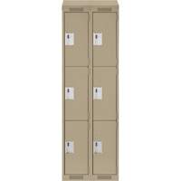 Clean Line Lockers, 3 -tier, Bank of 2, 24" x 18" x 78", Steel, Beige, Rivet (Assembled) Kelford